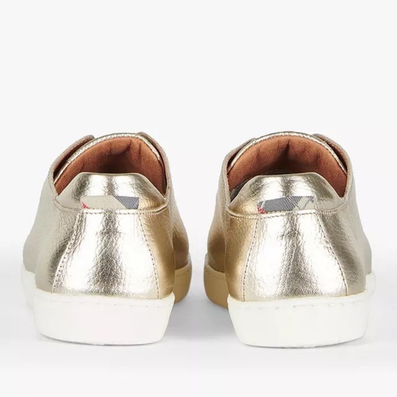 NEW Barbour Women Hallie GOLD Casual Fashion Sneakers LACE UP SHOES LEATHER NIB - Picture 4 of 4